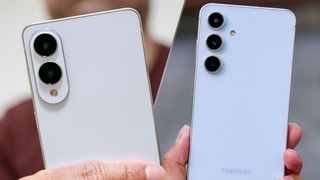 Samsung Galaxy S25 Edge next to a GalaxyS24 FE