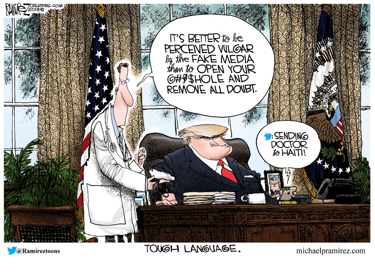 Political cartoon U.S. Trump health racist comments