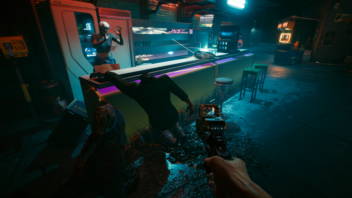 A gory scene in Cyberpunk