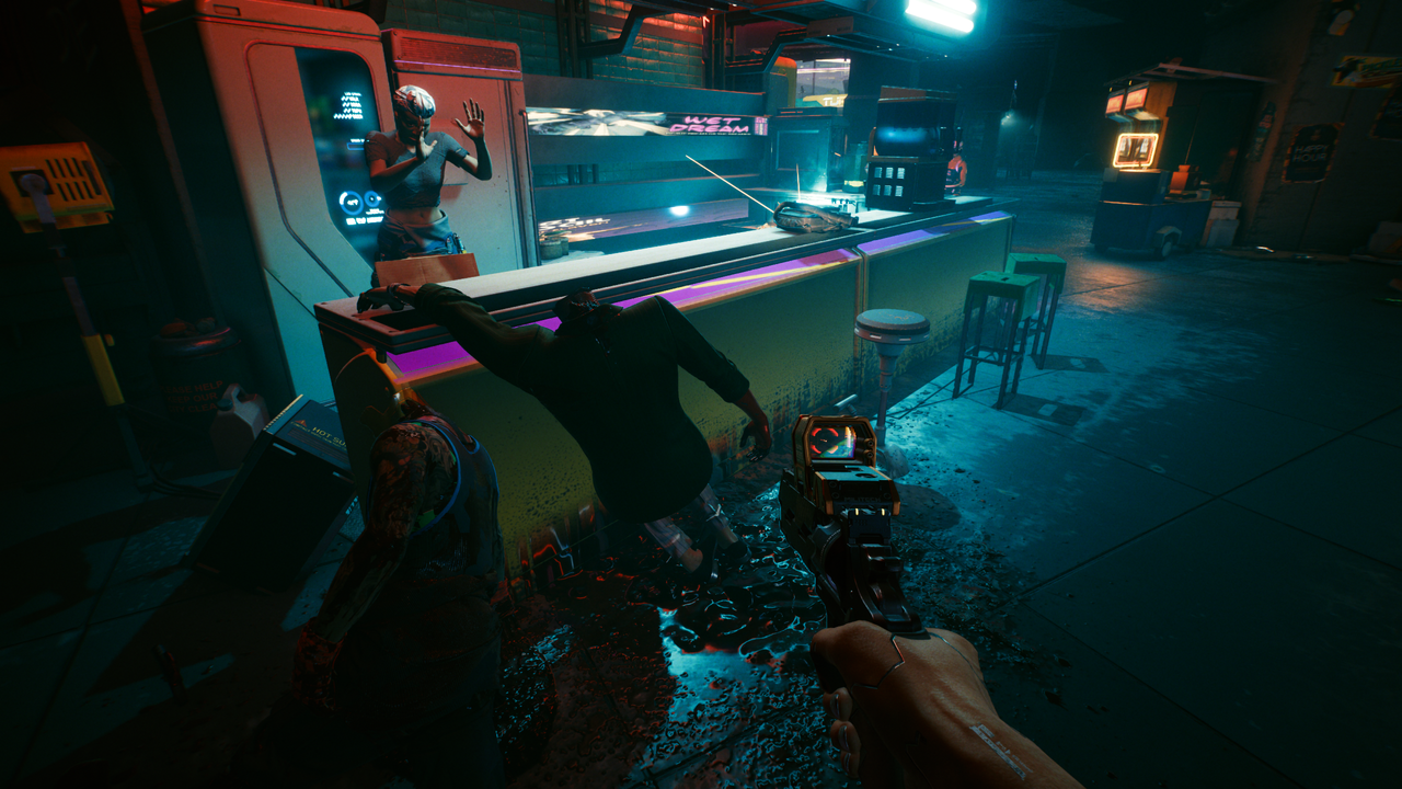 A gory scene in Cyberpunk