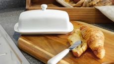 Butter dish and croissants 