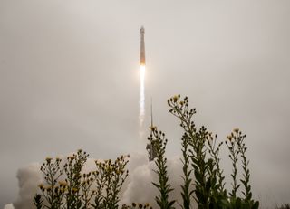 A United Launch Alliance Atlas V rocket launches the Landsat 9 satellite to orbit from Space Launch Complex 3 at Vandenberg Space Force Base in California, on Sept. 27, 2021.