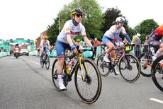 WREXHAM WALES JUNE 07 LR Anna Henderson of The United Kingdom and Millie Couzens of The United Kingdom and Team Great Britain prior to the 9th Tour of Britain Women 2024 Stage 2 a 1401km stage from Wrexham to Wrexham UCIWWT on June 07 2024 in Wrexham Wales Photo by Matt McNultyGetty Images