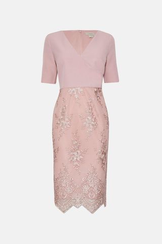 Wrap Front Embroidered Midi Skirt Dress – was £139, now £53