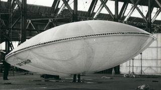 A British built flying saucer in a warehouse.