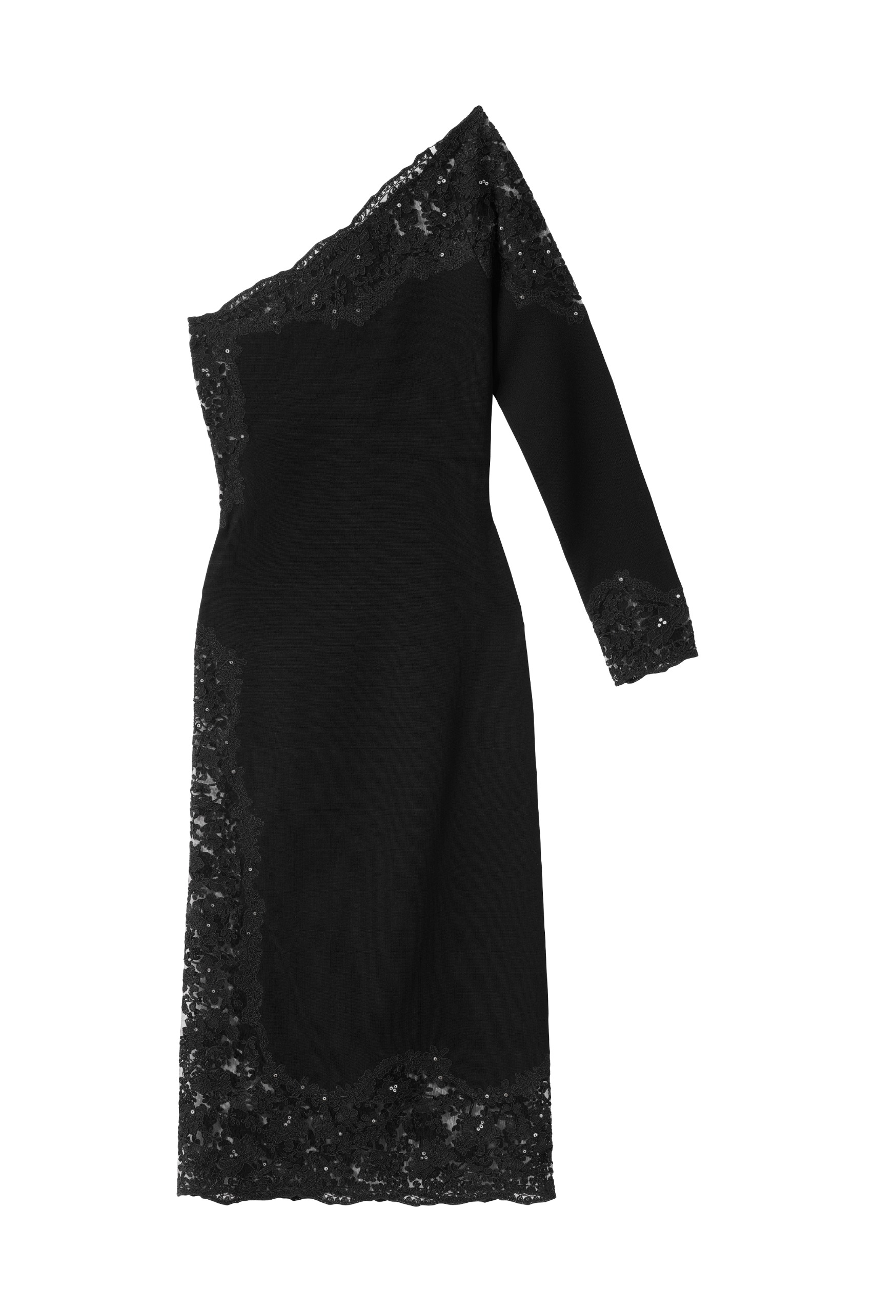 black lace-trim dress
