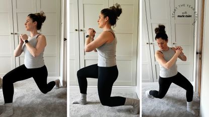 Bodyweight lunges: Anna doing lunges at home