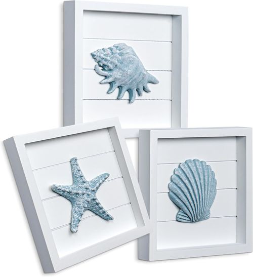 Blue Seashells and Starfish Wall Decor 