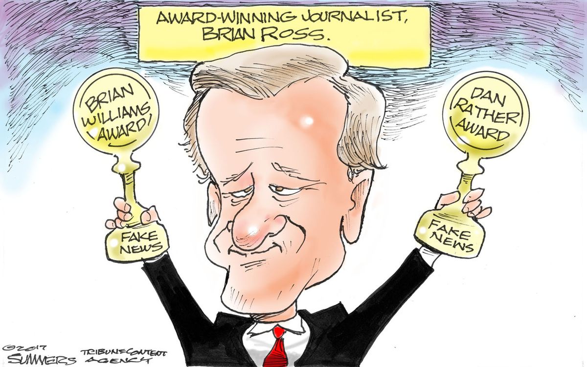 Brain Rods Cartoon Political cartoon U.S. Brian Ross Brian Williams Dan Rather fake news ...