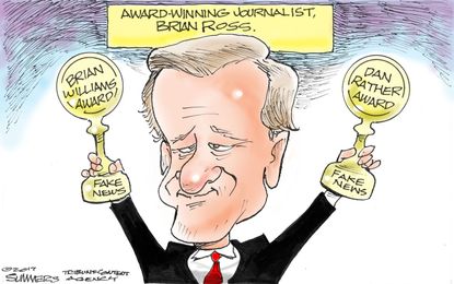 Political cartoon U.S. Brian Ross Brian Williams Dan Rather fake news liberal bias