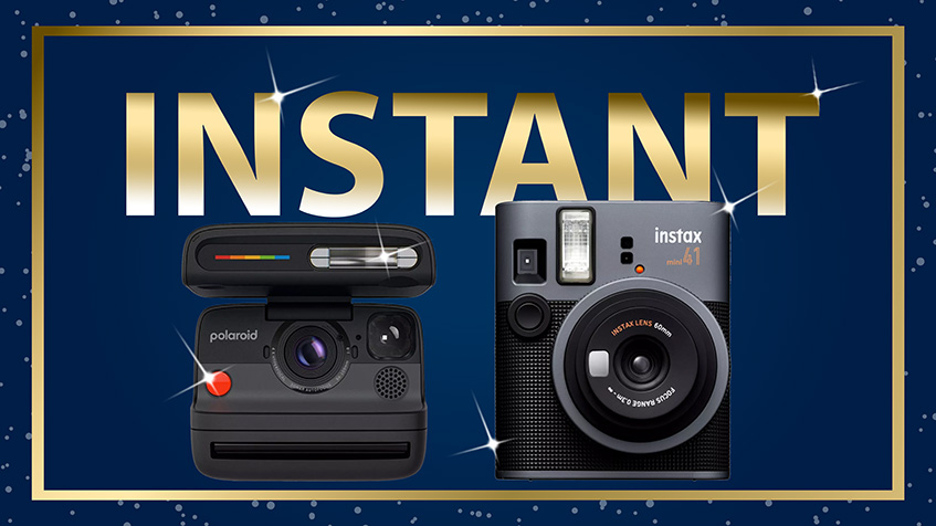 Gear of the year 2025 with gold writing and border and a blue background with cameras