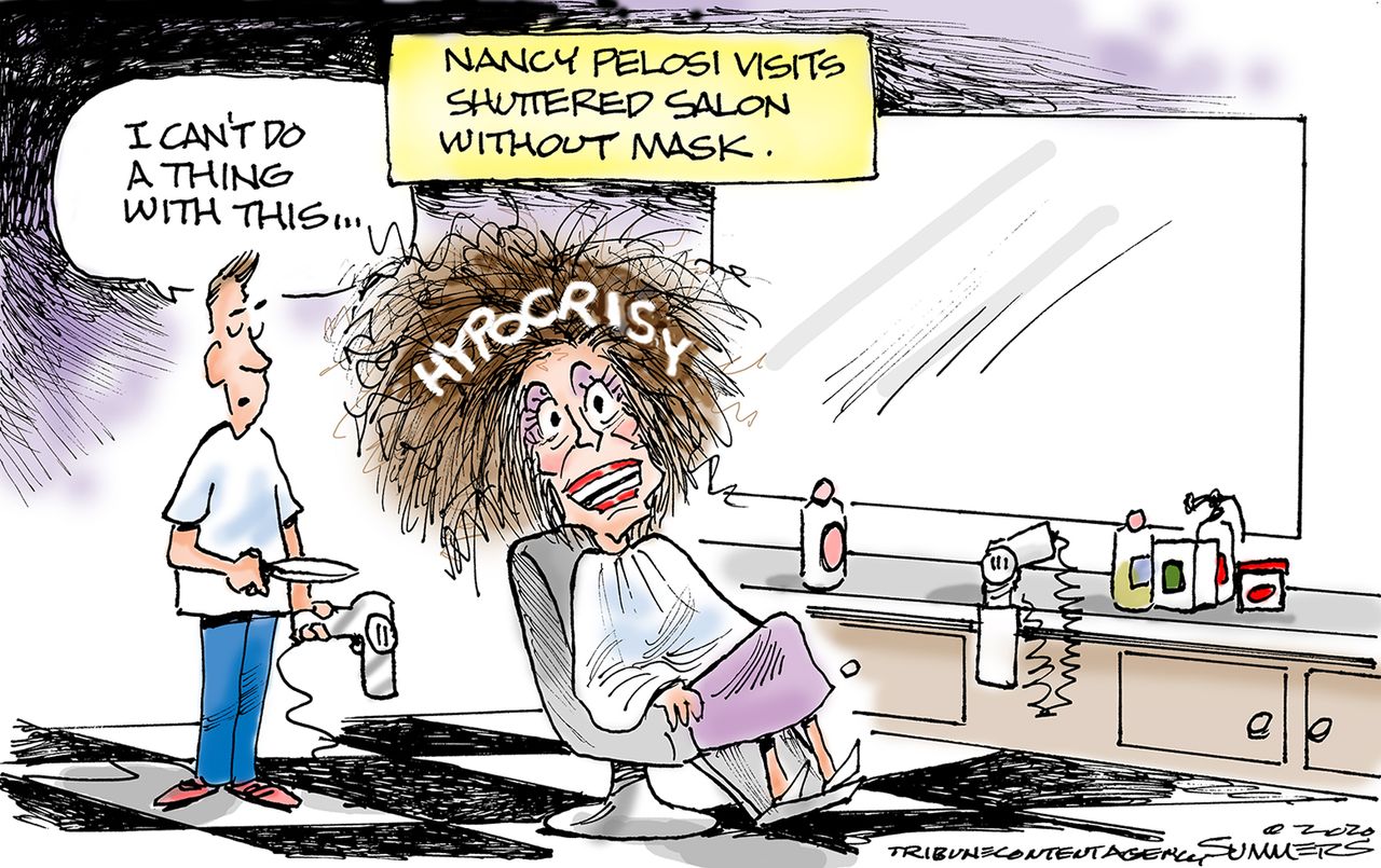 Political Cartoon U.S. Nancy Pelosi salon hypocrisy