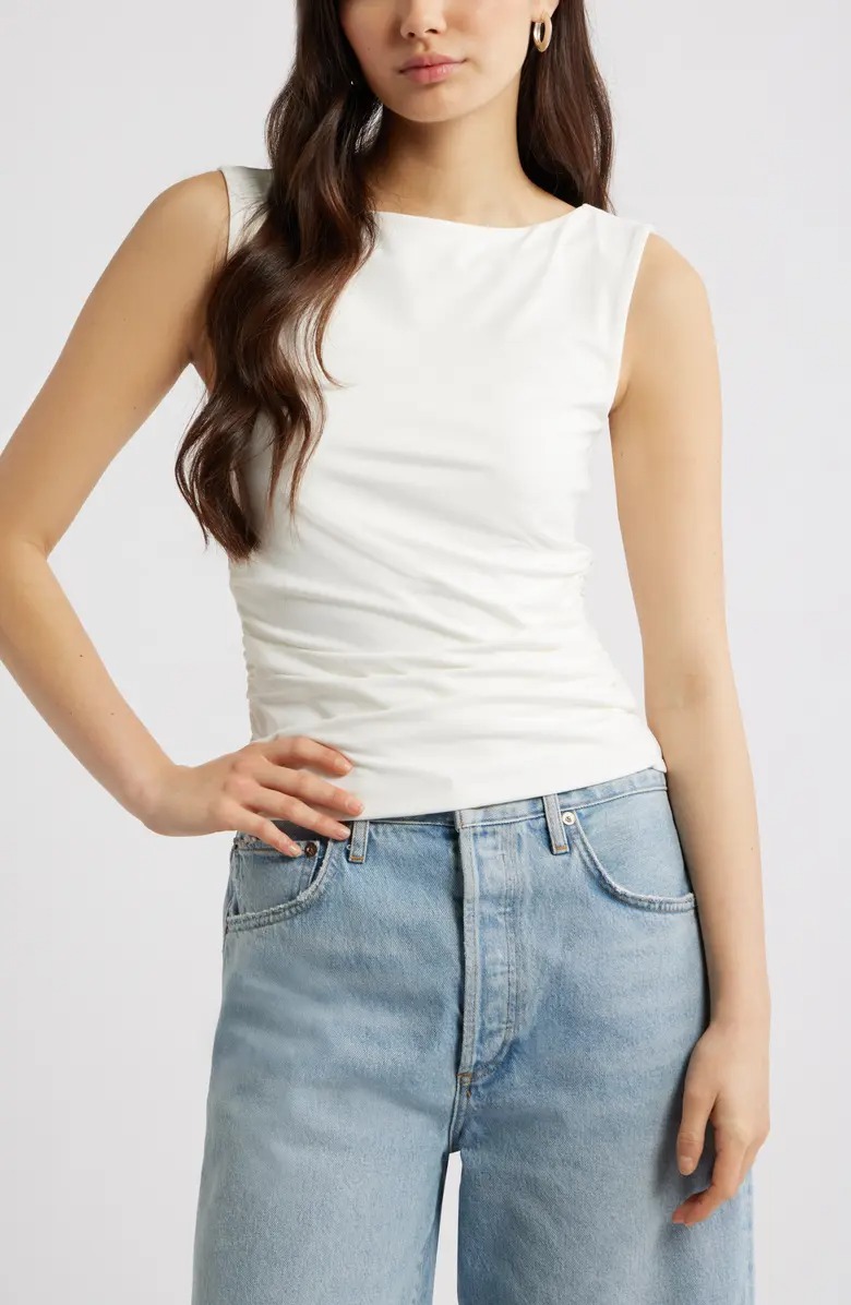 Open Edit, Boat Neck Sleeveless Top