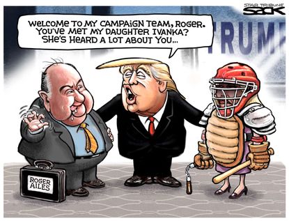 Political cartoon U.S. Roger Ailes Donald Trump Ivanka