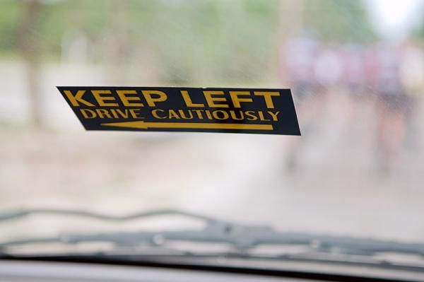 A reminder to drive on the left while in the Bahamas