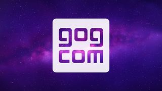 Logo for GOG.com displayed prominently on a purple, starry background.