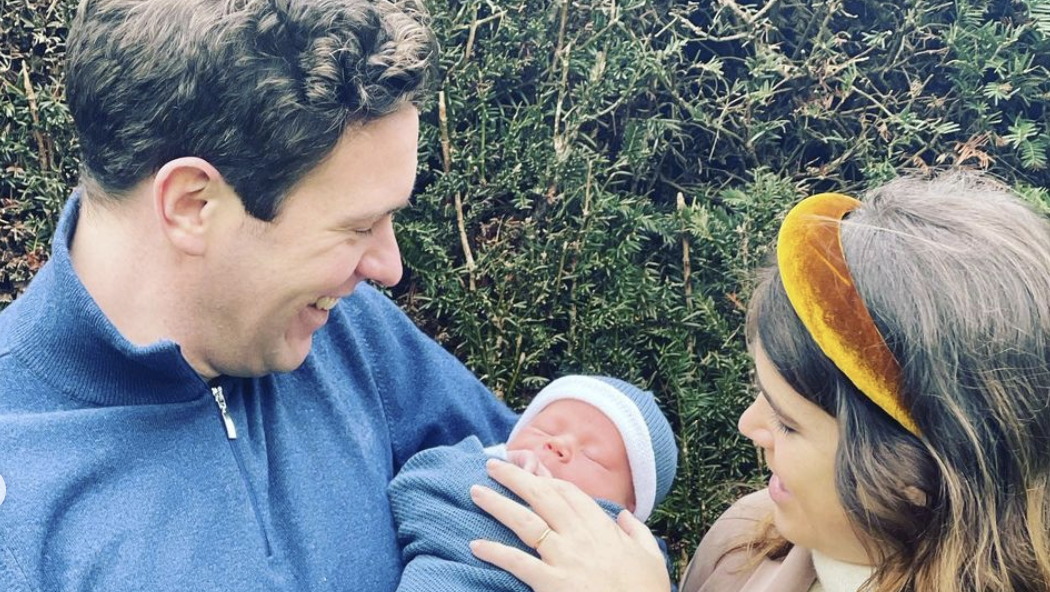 Jack Brooksbank &amp; Princess Eugenie with their son