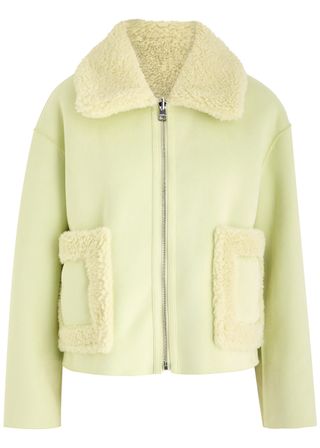 Vera Faux Shearling-Trimmed Faux Suede Jacket