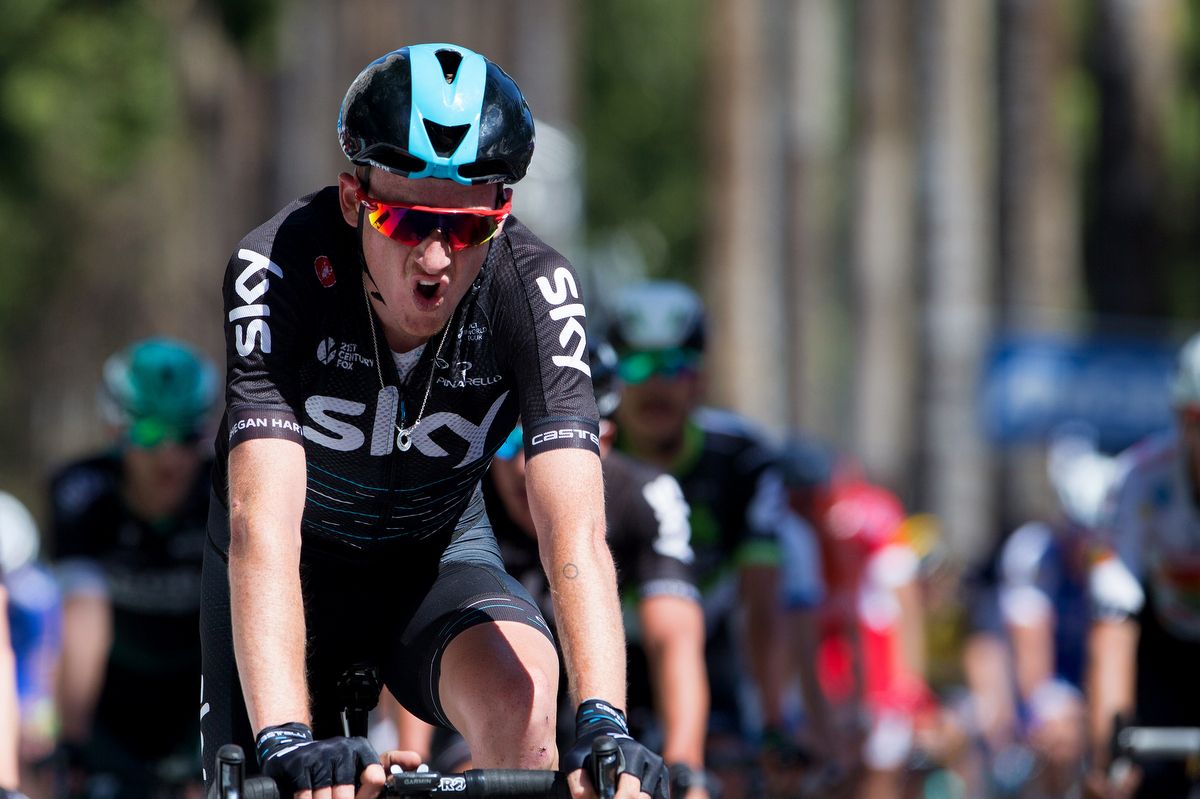 Tao Geoghegan Hart (Team Sky) after a tough day in the saddle