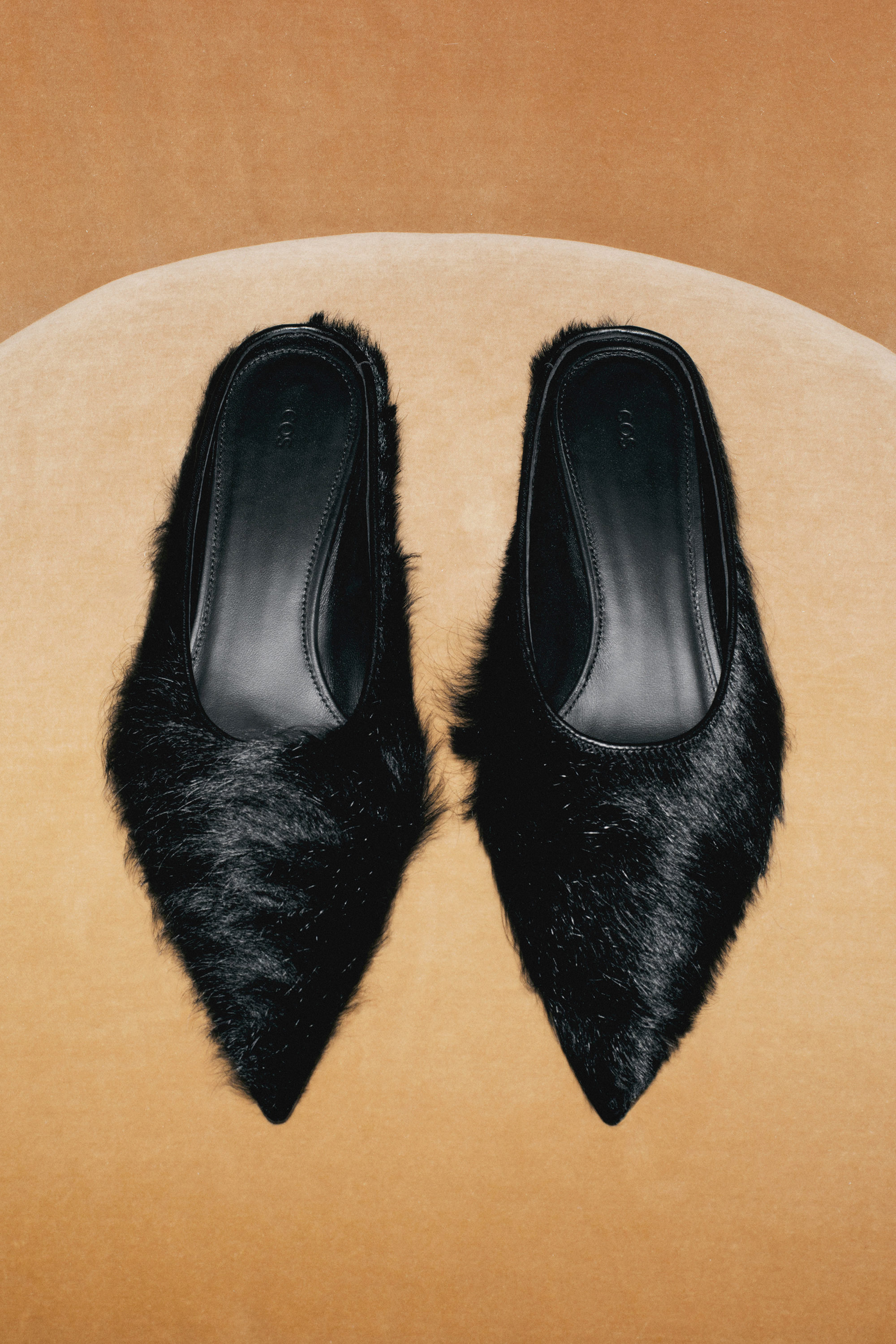 Pointed Pony Hair Mules