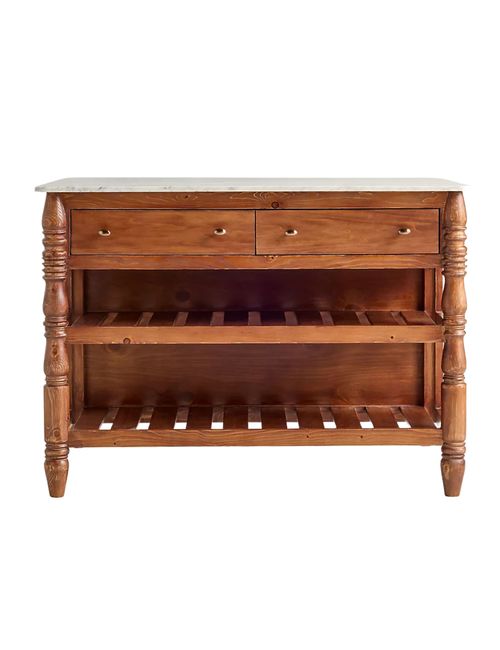 Spindle 50" Marble-Top Kitchen Island