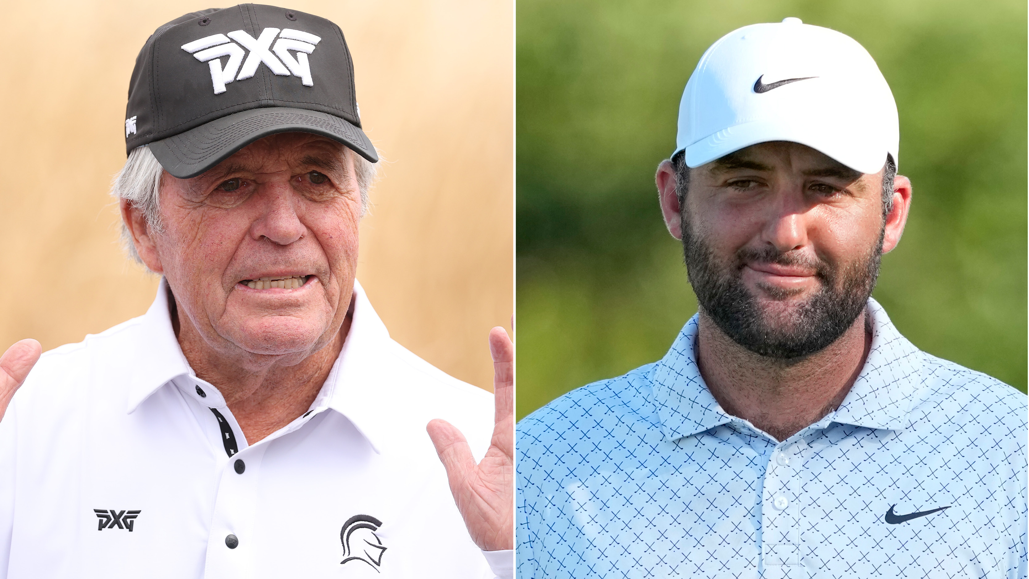 Gary Player and Scottie Scheffler from the chest up