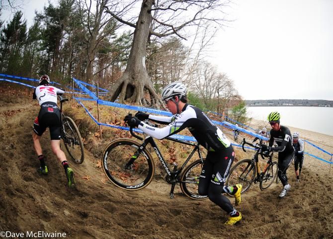 Curtis White (Cyclocrossworld.com) keeping pace with Justine Lindine