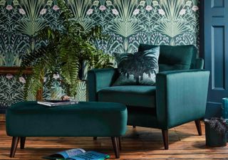 Botanicals collection by Furniture Village in boldly coloured living rooms