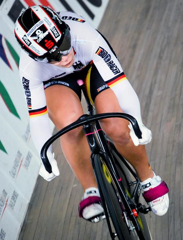Kristina Vogel (Germany) rode a 10.990 in sprint qualifying, the second fastest time.