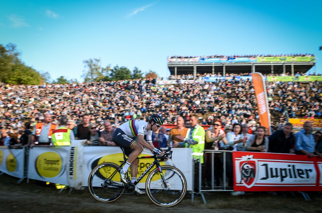 Wout Van Aert (Crelan-Vastgoedservice) is cheered on by the fans