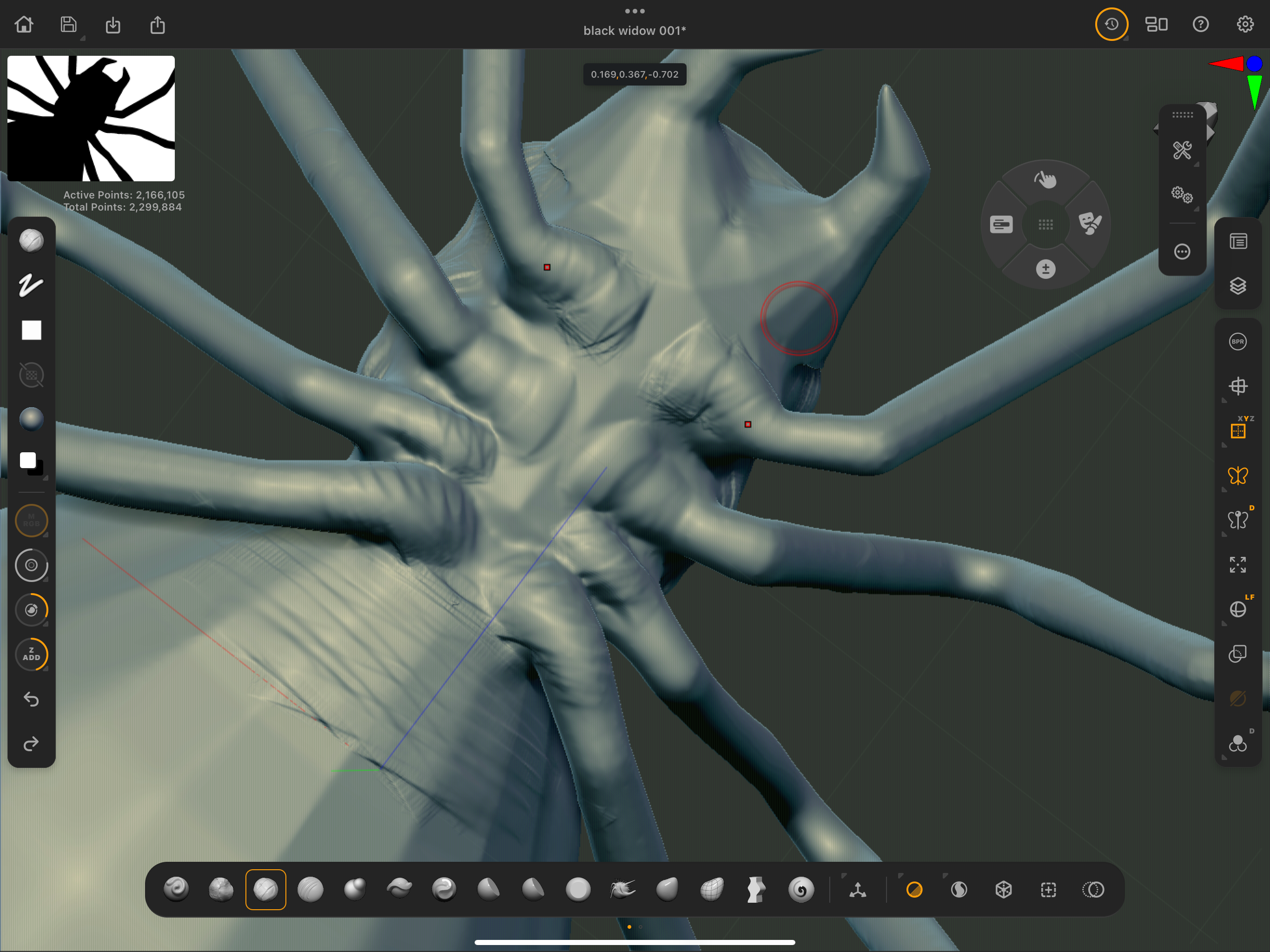 ZBrush for iPad tutorial; sculpt a spider