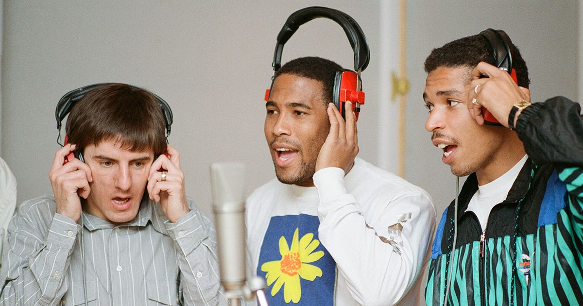 John Barnes in the studio as England recorded World In Motion in 1990