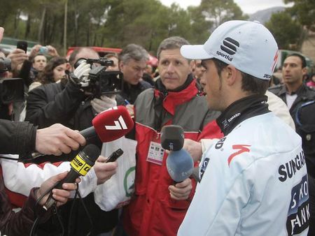 Alberto Contador (Saxo Bank Sungard) meets the press in Murica