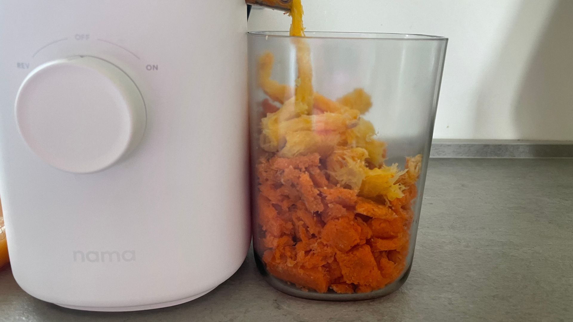 The Nama J2 Juicer in our test kitchen being used for review