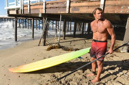Watch legendary surfer Laird Hamilton 'shoot the pier' &mdash; twice
