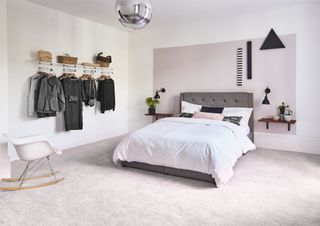 pale carpet in a tranquil master bedroom