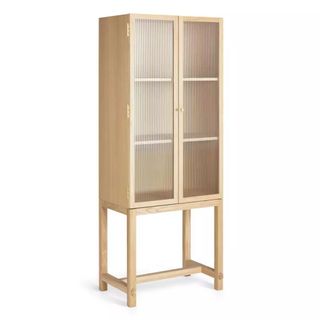 Reeded glass and wood cabinet