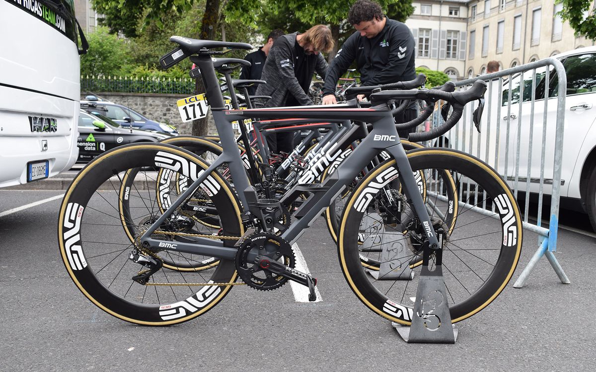 Stage 1 winner Edvald Boasson Hagen's BMC Timemachine Road