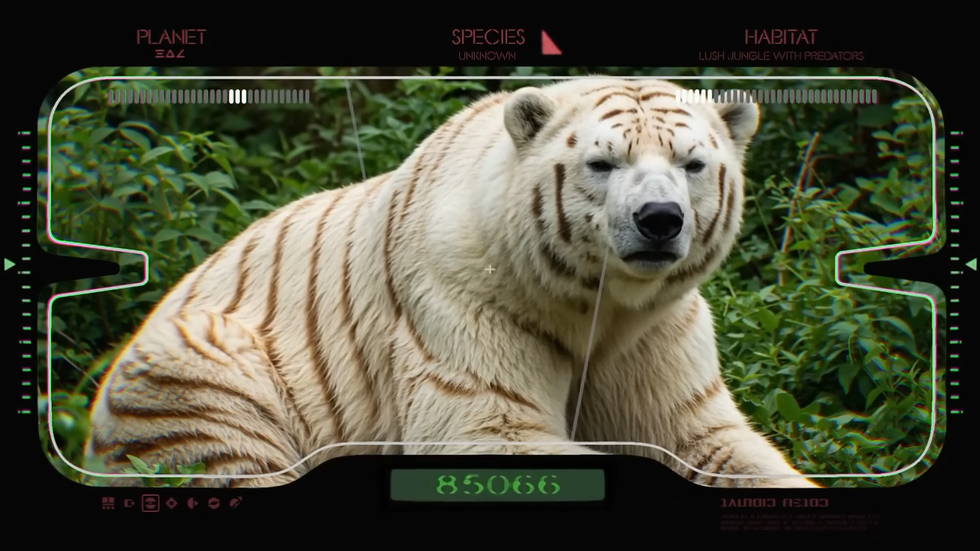 A Star Wars: Field Guide screenshot, showing a polar bear with tiger stripes.