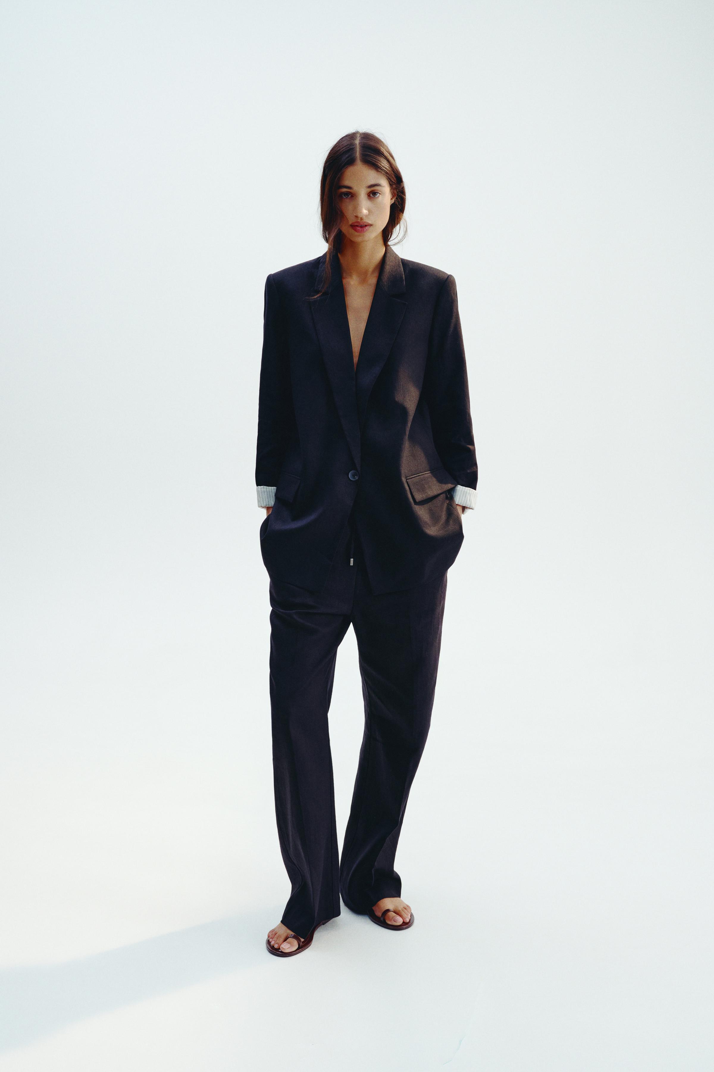 Lines mixed blazer and printed cuffs