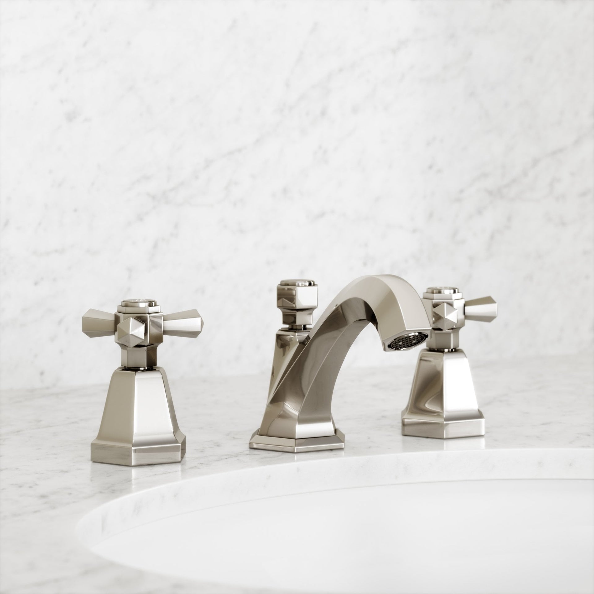 Eton Polished Nickel Deck Mounted 3-Hole Basin Mixer Tap