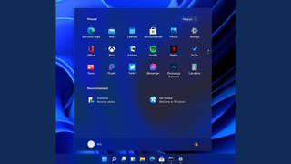 The new Start menu on Windows 11 in action