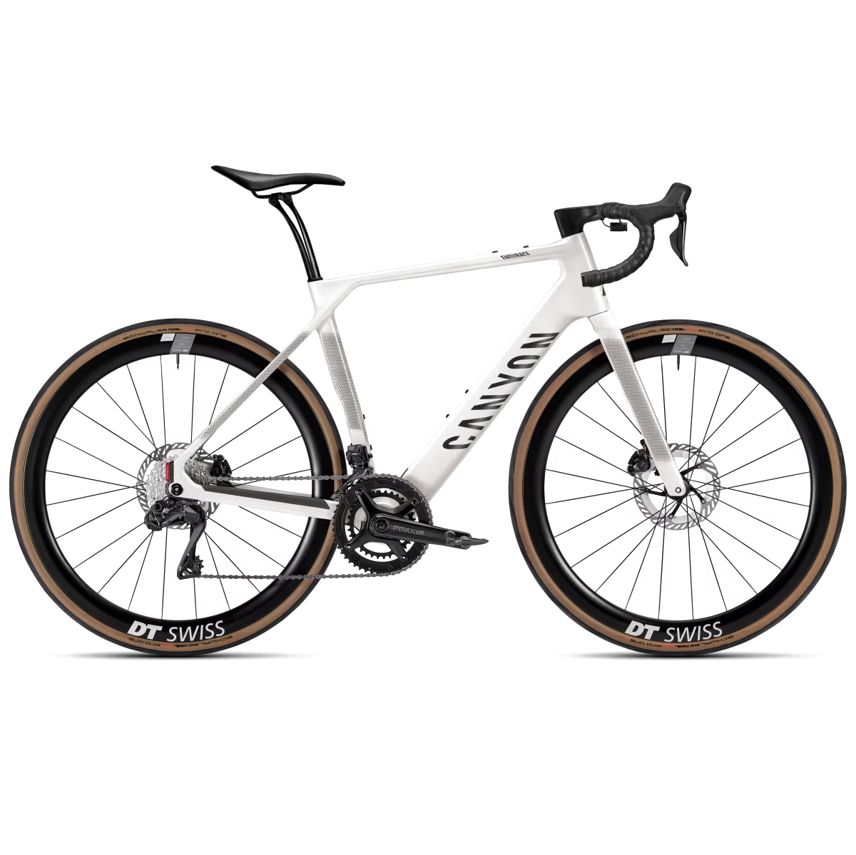 Canyon Endurace:Onfly CF 8 electric road bike in white and silver