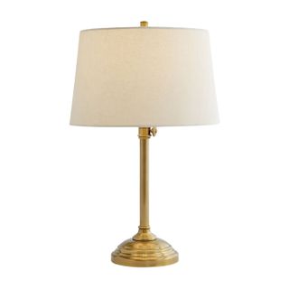 brass table lamp with white shade