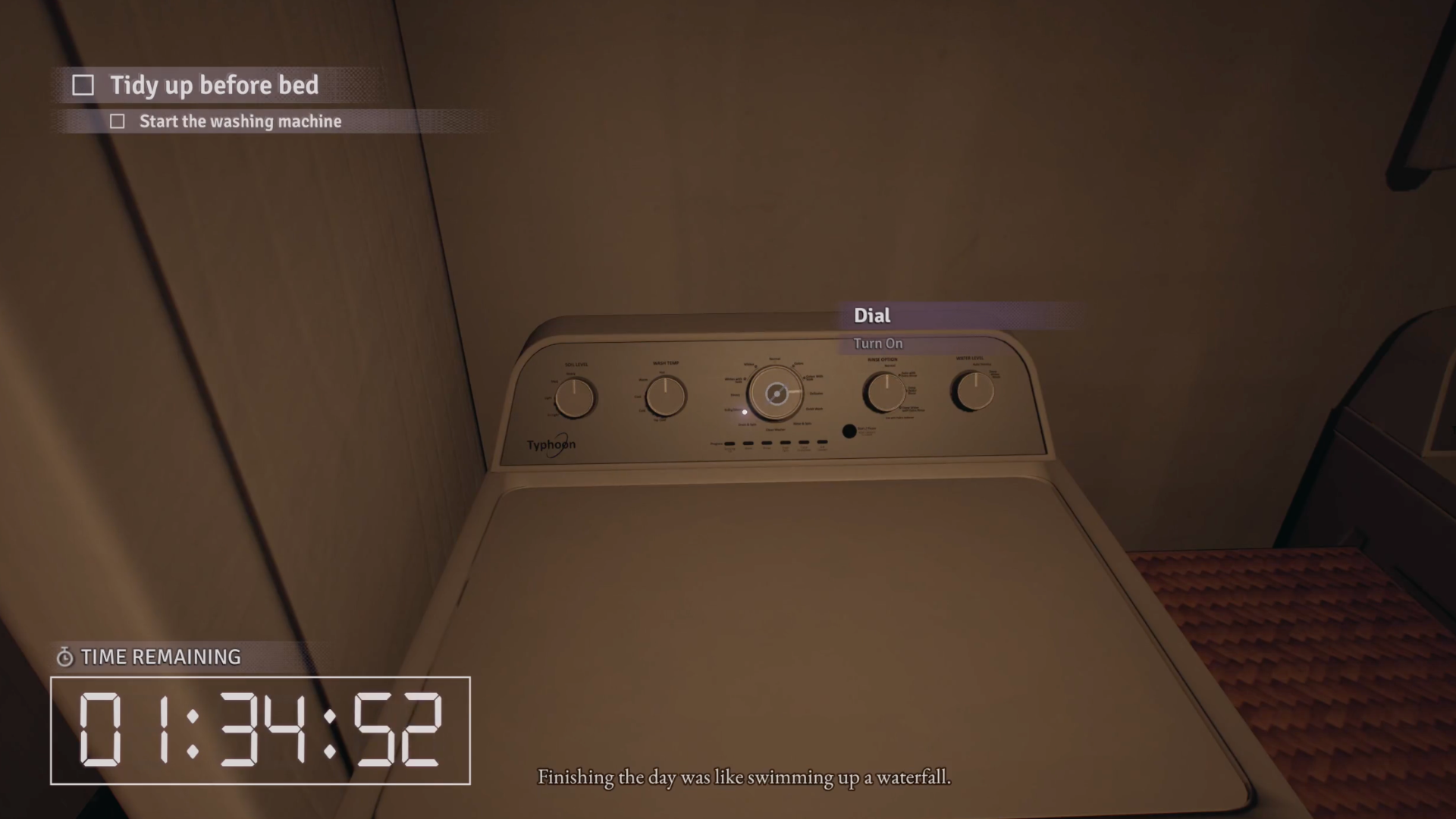 A closed washing machine