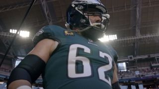 Jason Kelce in uniform at the Super Bowl in Kelce