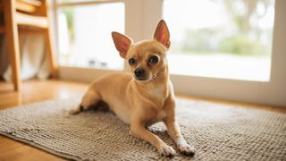 Chihuahua sitting on carpet