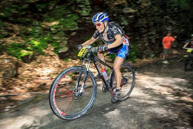 Cheryl Sornson (Rare Diseases Cycling Team) is a top contender in the women's race at the Trans-Sylvania Epic mountain bike stage race.