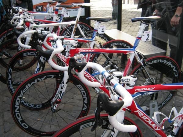 The Katusha Ridley bikes await their riders