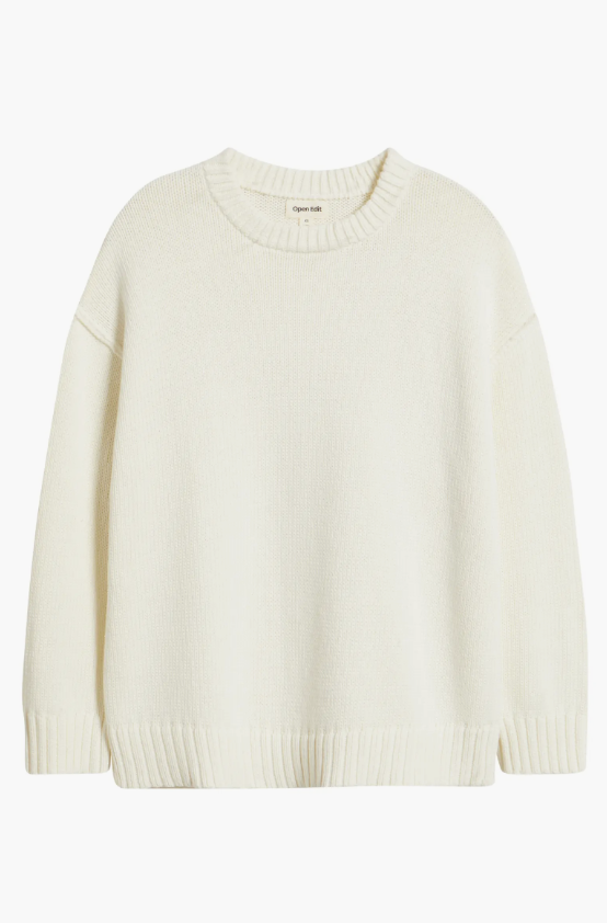 Open Edit, Oversize Crewneck Cotton Sweater